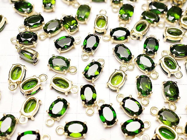 [Video]High Quality Chrome Diopside AAA Bezel Setting Oval Faceted 7x5mm 18KGP 1pc