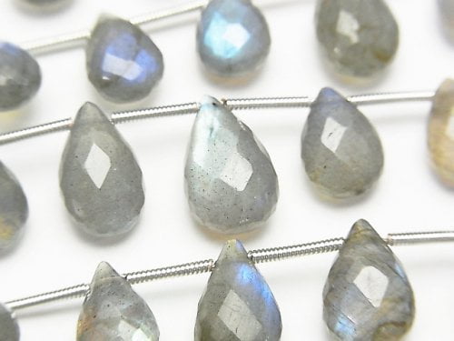 Faceted Briolette, Labradorite, Pear Shape Gemstone Beads