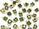 [Video]High Quality Chrome Diopside AAA Bezel Setting Square Faceted 4x4mm 18KGP 2pcs