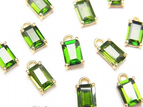 [Video] High Quality Chrome Diopside AAA Bezel Setting Rectangle Faceted 6x4mm 18KGP 2pcs $11.79!