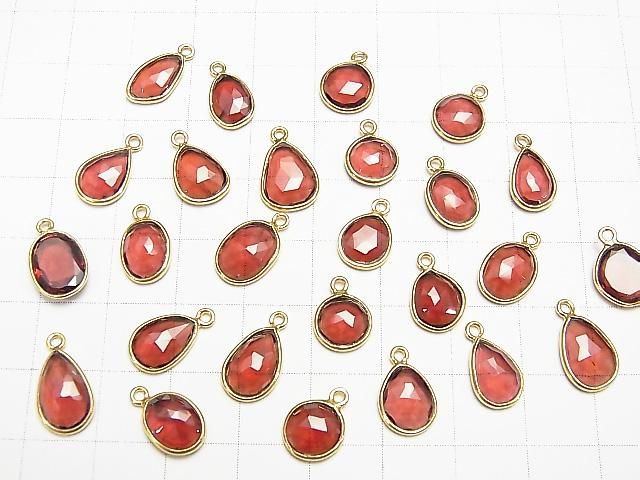 [Video] High Quality Mozambique Garnet AAA Bezel Setting Freeform Rose Cut [One Side] 18KGP 4pcs