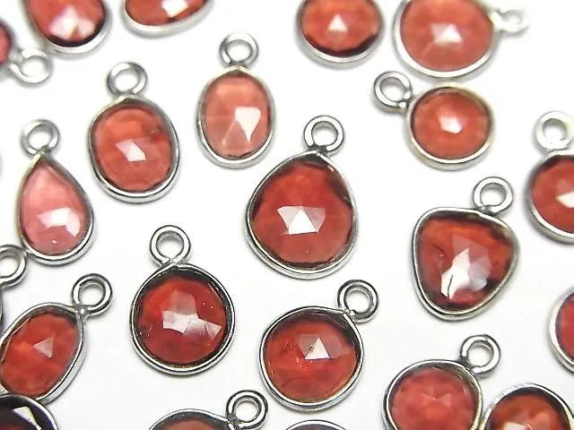 [Video] High Quality Mozambique Garnet AAA Bezel Setting Free Form Rose Cut [One Side] Silver925 4pcs