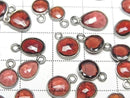 [Video] High Quality Mozambique Garnet AAA Bezel Setting Free Form Rose Cut [One Side] Silver925 4pcs