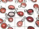 [Video] High Quality Mozambique Garnet AAA Bezel Setting Free Form Rose Cut [One Side] Silver925 4pcs