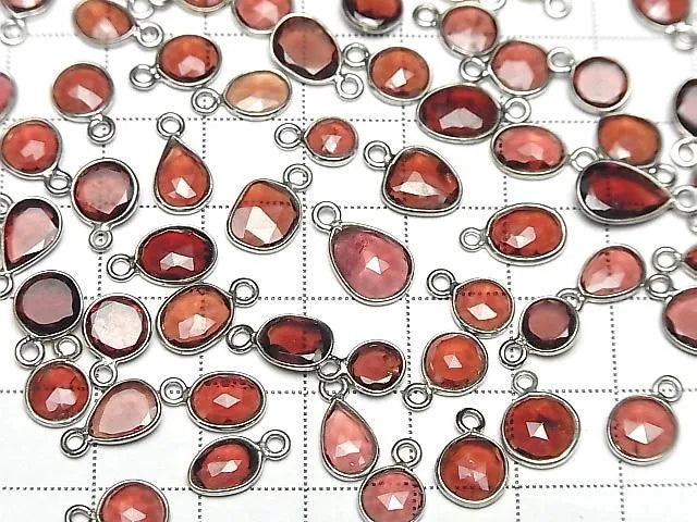 [Video] High Quality Mozambique Garnet AAA Bezel Setting Free Form Rose Cut [One Side] Silver925 4pcs