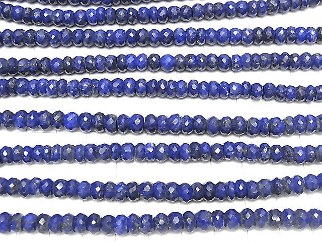 [Video] Lapislazuli AA++ Faceted Button Rondelle  half or 1strand beads (aprx.15inch/38cm)