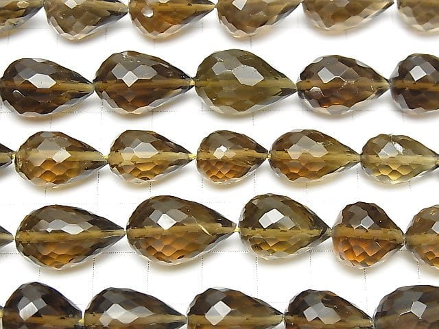 1strand $17.99High Quality Beer Crystal Quartz AAA- Vertical Hole Faceted Drop  1strand beads (aprx.7inch/18cm)