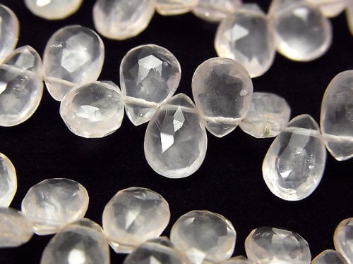 Faceted Briolette, Pear Shape, Rose Quartz Gemstone Beads