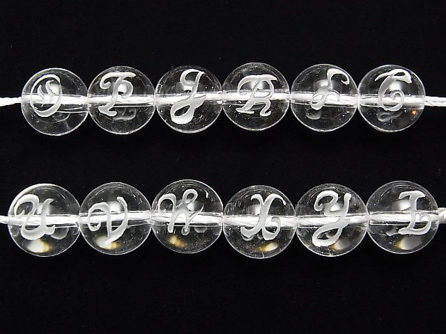 [Video] 1strand $19.99! Alphabet A-Z (cursive) Carving! Crystal AAA Round 10mm 1strand (26pcs ).