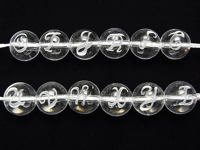 [Video] 1strand $19.99! Alphabet A-Z (cursive) Carving! Crystal AAA Round 10mm 1strand (26pcs ).