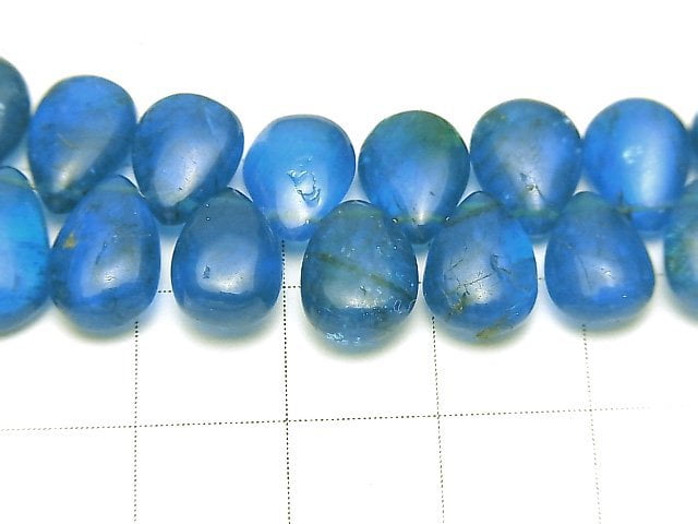 [Video] [One of a kind] High Quality Neon Blue Apatite AAA- Pear shape (Smooth) 1strand beads (aprx.7inch / 18cm)