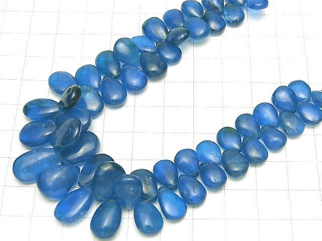 [Video] [One of a kind] High Quality Neon Blue Apatite AAA- Pear shape (Smooth) 1strand beads (aprx.7inch / 18cm)