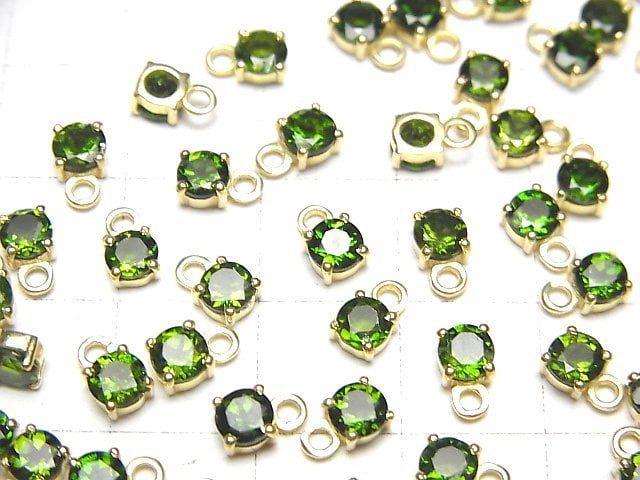 [Video]High Quality Chrome Diopside AAA Bezel Setting Round Faceted 4x4mm 18KGP 4pcs