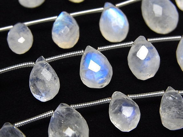 Faceted Briolette, Pear Shape, Rainbow Moonstone Gemstone Beads