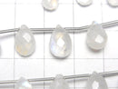 [Video] High Quality Rainbow Moonstone AAA- Pear shape Faceted Briolette Size Gradation 1strand beads (aprx.7inch / 17cm)