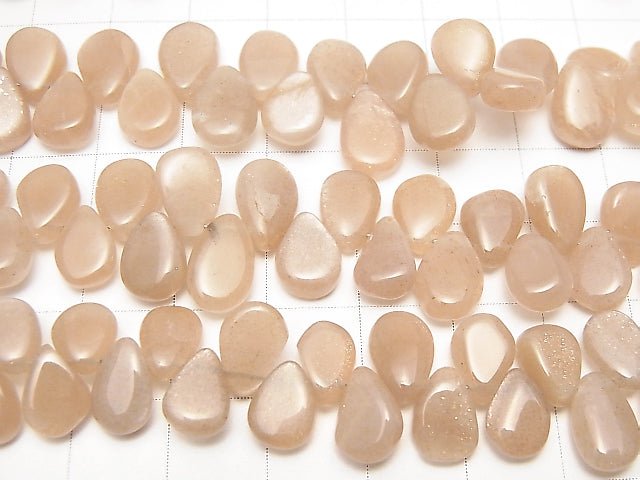 High Quality Peach Moonstone AAA- Pear shape (Smooth) half or 1strand beads (aprx.7inch / 18cm)