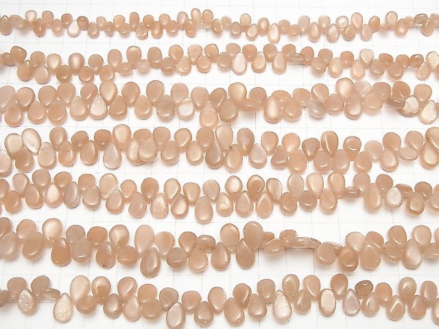 High Quality Peach Moonstone AAA- Pear shape (Smooth) half or 1strand beads (aprx.7inch / 18cm)