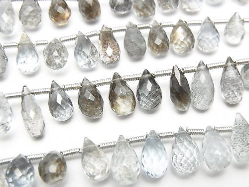 Aquamarine, Drop, Faceted Briolette Gemstone Beads
