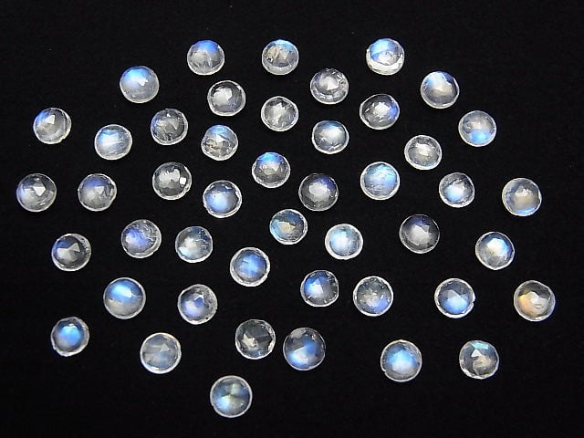 [Video] High Quality Rainbow Moonstone AAA- Round Rose Cut 4x4x2mm 4pcs $5.79!