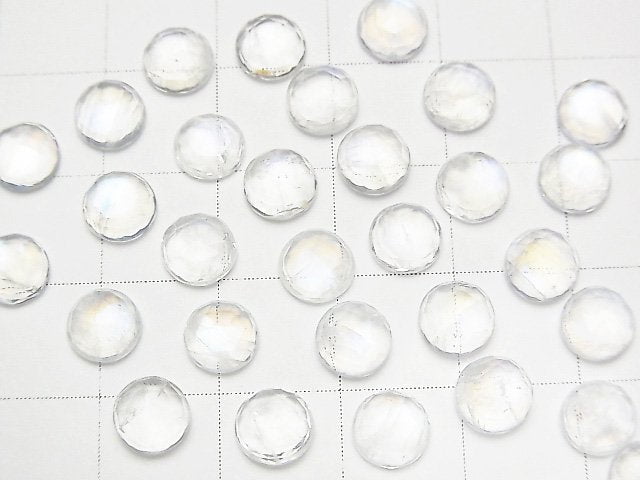 [Video] High Quality Rainbow Moonstone AAA- Round Rose Cut 6x6x3mm 3pcs