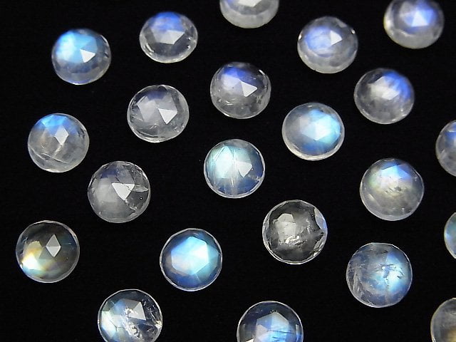 [Video] High Quality Rainbow Moonstone AAA- Round Rose Cut 6x6x3mm 3pcs