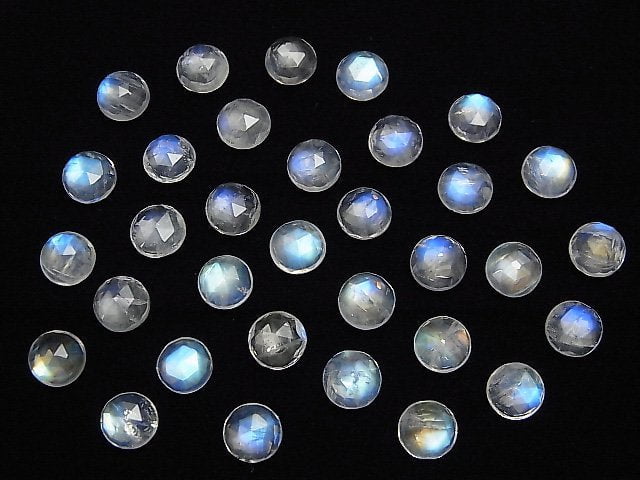 [Video] High Quality Rainbow Moonstone AAA- Round Rose Cut 6x6x3mm 3pcs