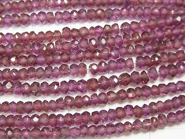 [Video] High Quality Rhodorite Garnet AAA- Small Size Faceted Button Roundel 3x3x2mm 1strand beads (aprx.15inch / 36cm)