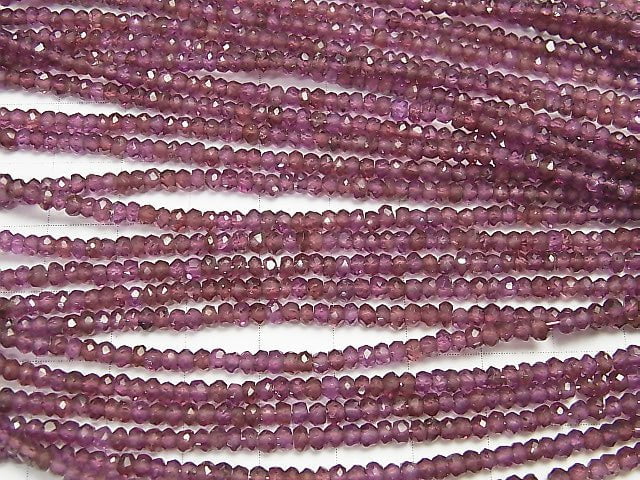 [Video] High Quality Rhodorite Garnet AAA- Small Size Faceted Button Roundel 3x3x2mm 1strand beads (aprx.15inch / 36cm)