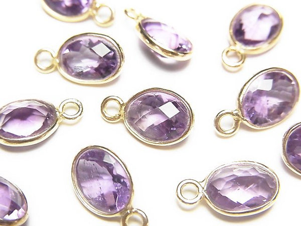 [Video]High Quality Amethyst AAA- Bezel Setting Oval Faceted 8x6mm 18KGP 5pcs