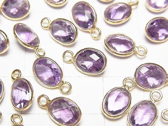 [Video]High Quality Amethyst AAA- Bezel Setting Oval Faceted 8x6mm 18KGP 5pcs