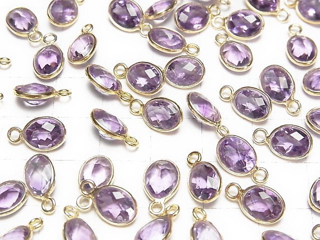 [Video]High Quality Amethyst AAA- Bezel Setting Oval Faceted 8x6mm 18KGP 5pcs