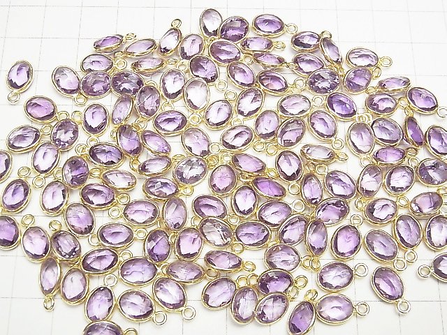 [Video] High Quality Pink Amethyst AAA- Bezel Setting Oval Faceted 8x6mm 18KGP 5pcs