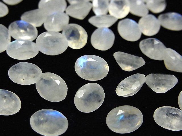 [Video]High Quality Rainbow Moonstone AA++ Loose stone Oval Faceted 8x6mm 5pcs