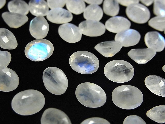 [Video]High Quality Rainbow Moonstone AA++ Loose stone Oval Faceted 8x6mm 5pcs