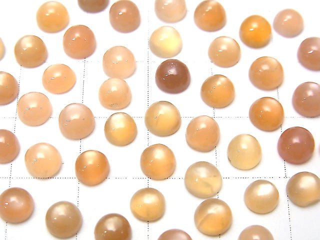 [Video] High Quality Orange Moonstone AAA- Round Cabochon 5x5mm 10pcs