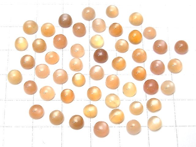 [Video] High Quality Orange Moonstone AAA- Round Cabochon 5x5mm 10pcs
