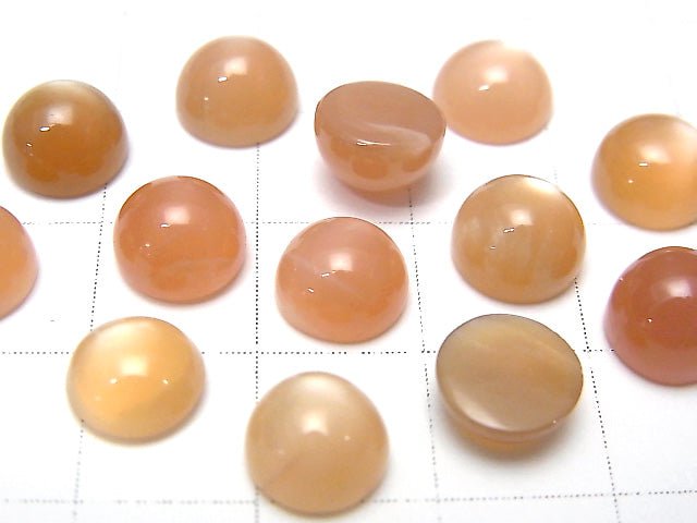 High Quality Orange Moonstone AAA- Round Cabochon 8x8mm 5pcs