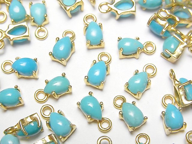 Bezel Setting, Pear Shape, Turquoise Gemstone Beads