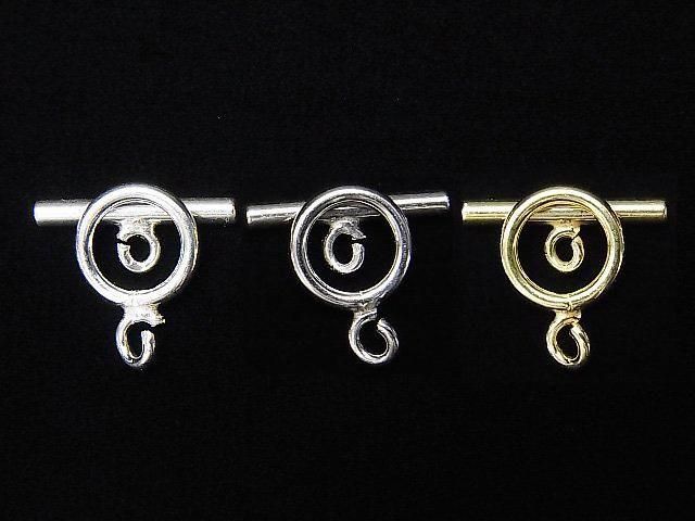 Argent 925 Toggle (lisse) 8 mm type ouvert [Finition argent pur][Plaqué rhodium][Plaqué or 18 carats] 1 paire