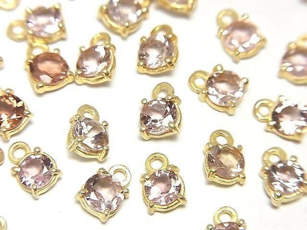 [Video]High Quality Pink Tourmaline AAA Bezel Setting Round Faceted 4.5x4.5mm 2pcs