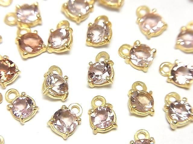 [Video]High Quality Pink Tourmaline AAA Bezel Setting Round Faceted 4.5x4.5mm 2pcs
