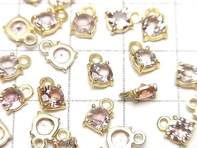 [Video]High Quality Pink Tourmaline AAA Bezel Setting Round Faceted 4.5x4.5mm 2pcs