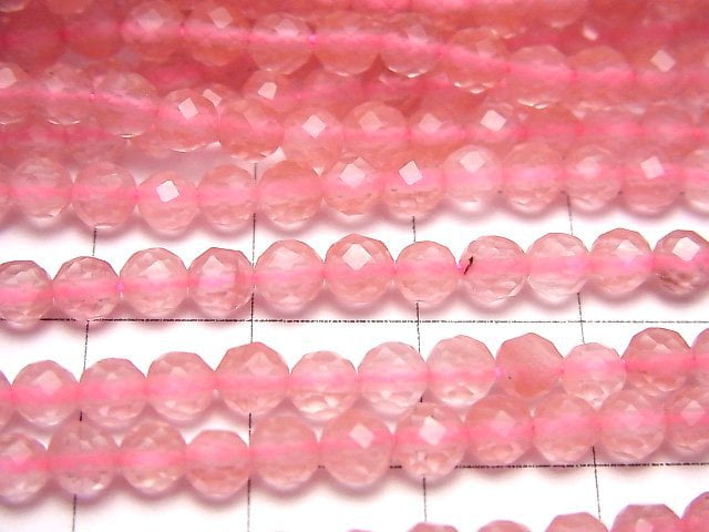 High Quality!  1strand $5.79! Cherry Quartz Glass  Faceted Round 4mm  1strand beads (aprx.15inch/37cm)