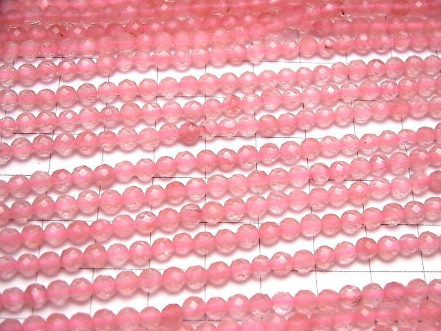 High Quality!  1strand $5.79! Cherry Quartz Glass  Faceted Round 4mm  1strand beads (aprx.15inch/37cm)