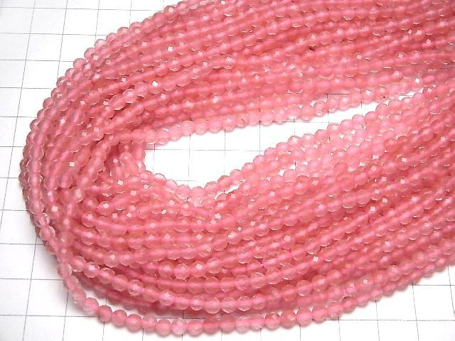 High Quality!  1strand $5.79! Cherry Quartz Glass  Faceted Round 4mm  1strand beads (aprx.15inch/37cm)