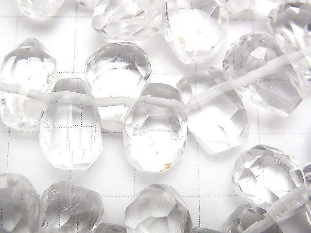 [Video] Crystal AA++ Faceted Nugget Top Side Drilled Hole half or 1strand beads (aprx.14inch/35cm)