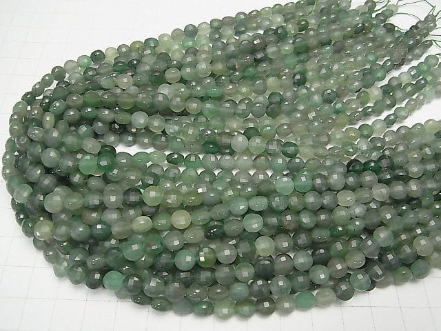 [Video]High Quality! 1strand $5.79! Green Aventurine Faceted Coin 6x6x4.5mm 1strand beads (aprx.15inch / 37cm)