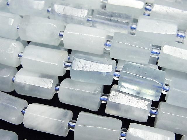 [Video]Aquamarine AA Rough Tube -Faceted Nugget 1strand beads (aprx.15inch/37cm)