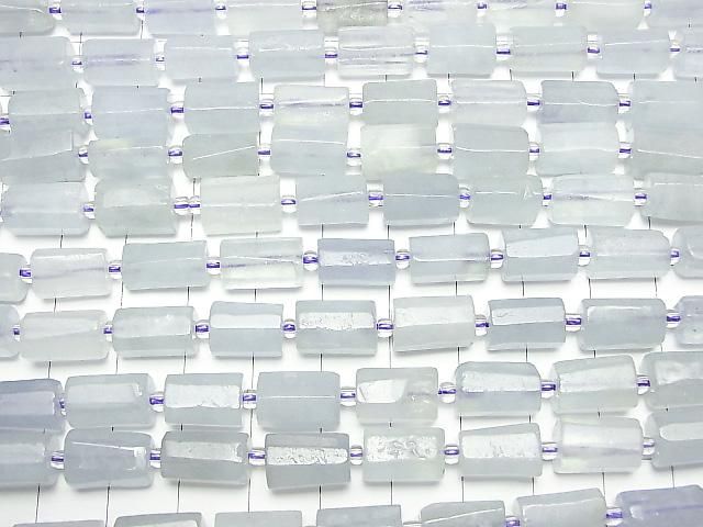[Video]Aquamarine AA Rough Tube -Faceted Nugget 1strand beads (aprx.15inch/37cm)
