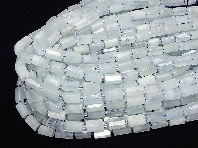 [Video] 1strand $17.99! Aquamarine AA Rough Tube -Faceted Nugget  1strand beads (aprx.16inch/39cm)